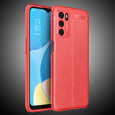 Coque Silicone Gel Motif Cuir Housse Etui S02 pour Oppo A16 Rouge