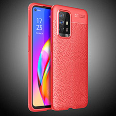 Coque Silicone Gel Motif Cuir Housse Etui S02 pour Oppo A94 5G Rouge
