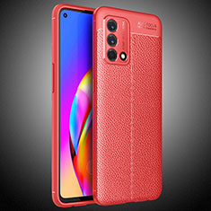 Coque Silicone Gel Motif Cuir Housse Etui S02 pour Oppo F19 Rouge
