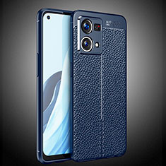 Coque Silicone Gel Motif Cuir Housse Etui S02 pour Oppo F21s Pro 4G Bleu