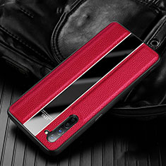 Coque Silicone Gel Motif Cuir Housse Etui S02 pour Oppo Find X2 Lite Rouge