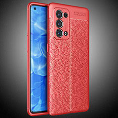 Coque Silicone Gel Motif Cuir Housse Etui S02 pour Oppo Reno6 Pro 5G Rouge