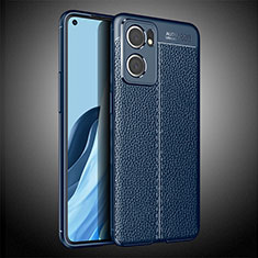 Coque Silicone Gel Motif Cuir Housse Etui S02 pour Oppo Reno7 5G Bleu