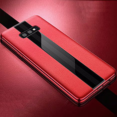 Coque Silicone Gel Motif Cuir Housse Etui S02 pour Samsung Galaxy S10e Rouge