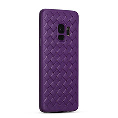 Coque Silicone Gel Motif Cuir Housse Etui S02 pour Samsung Galaxy S9 Violet