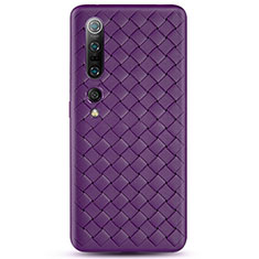 Coque Silicone Gel Motif Cuir Housse Etui S02 pour Xiaomi Mi 10 Pro Violet