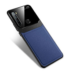Coque Silicone Gel Motif Cuir Housse Etui S02 pour Xiaomi Redmi Note 8 (2021) Bleu