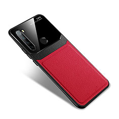 Coque Silicone Gel Motif Cuir Housse Etui S02 pour Xiaomi Redmi Note 8 (2021) Rouge