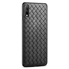 Coque Silicone Gel Motif Cuir Housse Etui S03 pour Huawei Y9 Prime (2019) Noir