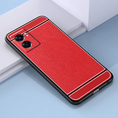 Coque Silicone Gel Motif Cuir Housse Etui S03 pour OnePlus Nord N300 5G Rouge