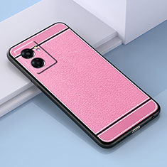 Coque Silicone Gel Motif Cuir Housse Etui S03 pour Oppo A57 5G Rose
