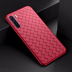 Coque Silicone Gel Motif Cuir Housse Etui S03 pour Oppo A91 Rouge