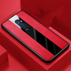 Coque Silicone Gel Motif Cuir Housse Etui S03 pour Oppo Reno2 Rouge