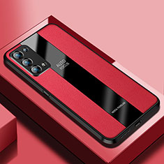 Coque Silicone Gel Motif Cuir Housse Etui S03 pour Oppo Reno6 Pro 5G Rouge