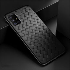 Coque Silicone Gel Motif Cuir Housse Etui S03 pour Samsung Galaxy A71 5G Noir