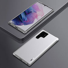 Coque Silicone Gel Motif Cuir Housse Etui S03 pour Samsung Galaxy S21 Ultra 5G Blanc