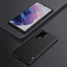 Coque Silicone Gel Motif Cuir Housse Etui S03 pour Samsung Galaxy S21 Ultra 5G Noir