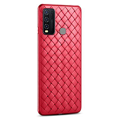 Coque Silicone Gel Motif Cuir Housse Etui S03 pour Vivo Y50 Rouge