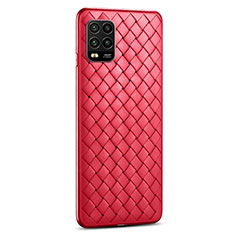 Coque Silicone Gel Motif Cuir Housse Etui S03 pour Xiaomi Mi 10 Lite Rouge