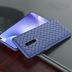 Coque Silicone Gel Motif Cuir Housse Etui S03 pour Xiaomi Redmi K30 5G Bleu