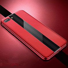Coque Silicone Gel Motif Cuir Housse Etui S04 pour Apple iPhone 7 Plus Rouge