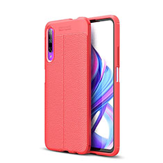 Coque Silicone Gel Motif Cuir Housse Etui S04 pour Huawei Honor 9X Pro Rouge