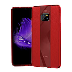 Coque Silicone Gel Motif Cuir Housse Etui S04 pour Huawei Mate 20 Pro Rouge
