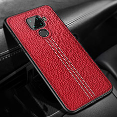 Coque Silicone Gel Motif Cuir Housse Etui S04 pour Huawei Mate 30 Lite Rouge
