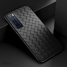 Coque Silicone Gel Motif Cuir Housse Etui S04 pour Huawei Nova 7 Pro 5G Noir