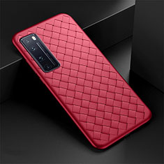 Coque Silicone Gel Motif Cuir Housse Etui S04 pour Huawei Nova 7 Pro 5G Rouge