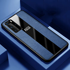 Coque Silicone Gel Motif Cuir Housse Etui S04 pour Huawei P40 Pro Bleu