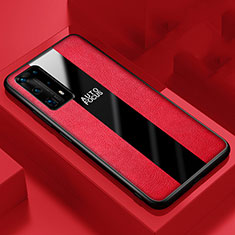Coque Silicone Gel Motif Cuir Housse Etui S04 pour Huawei P40 Pro+ Plus Rouge