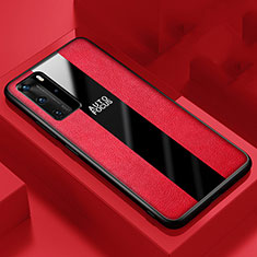 Coque Silicone Gel Motif Cuir Housse Etui S04 pour Huawei P40 Pro Rouge