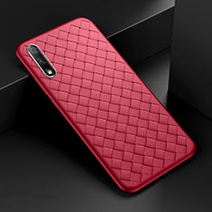 Coque Silicone Gel Motif Cuir Housse Etui S04 pour Huawei Y9 Prime (2019) Rouge