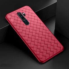 Coque Silicone Gel Motif Cuir Housse Etui S04 pour Oppo A11 Rouge