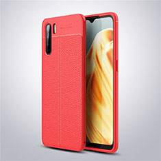 Coque Silicone Gel Motif Cuir Housse Etui S04 pour Oppo A91 Rouge