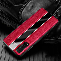 Coque Silicone Gel Motif Cuir Housse Etui S04 pour Oppo Find X2 Rouge