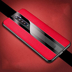 Coque Silicone Gel Motif Cuir Housse Etui S04 pour Oppo Reno2 Rouge