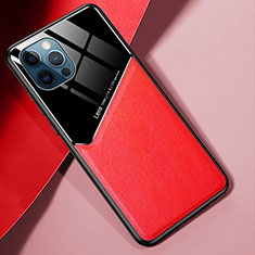 Coque Silicone Gel Motif Cuir Housse Etui S05 pour Apple iPhone 13 Pro Max Rouge