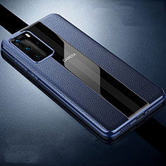 Coque Silicone Gel Motif Cuir Housse Etui S06 pour Huawei P40 Pro Bleu