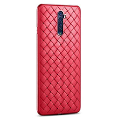 Coque Silicone Gel Motif Cuir Housse Etui S06 pour Oppo Reno2 Rouge