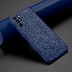 Coque Silicone Gel Motif Cuir Housse Etui S06 pour Samsung Galaxy S21 Plus 5G Bleu
