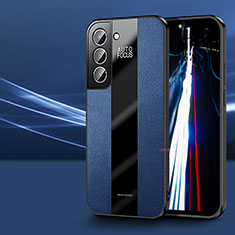 Coque Silicone Gel Motif Cuir Housse Etui S07 pour Samsung Galaxy S22 5G Bleu