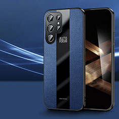 Coque Silicone Gel Motif Cuir Housse Etui S07 pour Samsung Galaxy S24 Ultra 5G Bleu