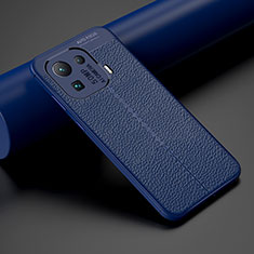 Coque Silicone Gel Motif Cuir Housse Etui S07 pour Xiaomi Mi 11 Pro 5G Bleu