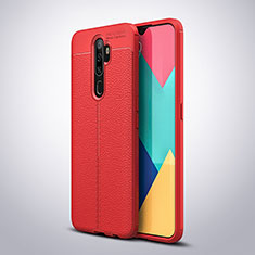 Coque Silicone Gel Motif Cuir Housse Etui S08 pour Oppo A11X Rouge