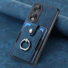 Coque Silicone Gel Motif Cuir Housse Etui SD1 pour Huawei Honor 90 5G Bleu