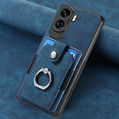 Coque Silicone Gel Motif Cuir Housse Etui SD1 pour Huawei Honor 90 Lite 5G Bleu