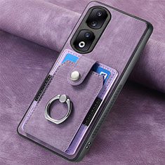 Coque Silicone Gel Motif Cuir Housse Etui SD1 pour Huawei Honor 90 Pro 5G Violet Clair
