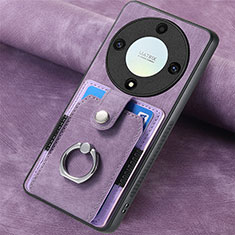 Coque Silicone Gel Motif Cuir Housse Etui SD1 pour Huawei Honor Magic5 Lite 5G Violet Clair